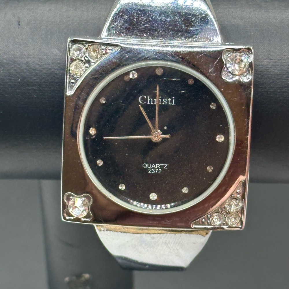 Christi Silver and Black Quartz Watch